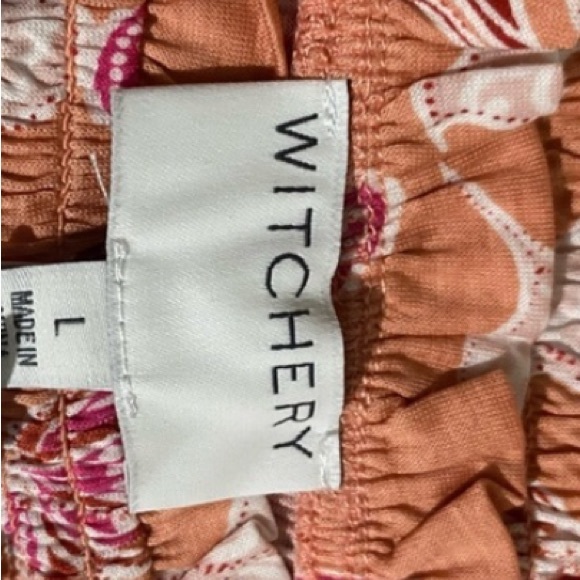 WITCHERY Pink Floral Shirred Frill Square Neckline Cropped Tank Top Size L - Picture 6 of 6